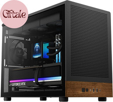 Micro-Tower Gaming Case, Walnut Front Panel Side Tempered Glass, 3 120Mm Prebui