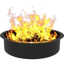 AnBaiMei Round Outdoor Fire Pit Ring Insert 36-Inch Inner 40-Inch 36in, Black 