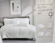 Hallmart Collectibles White Goranna 9-Pc. Comforter Set, Queen 100 Polyester