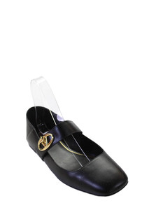 Valentino Garavani Womens Leather Gold Tone Ballet Flats Black Size 37 7