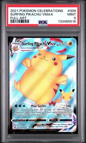 Pikachu VMAX Holo PSA 9 Surfing Celebrations 009/025