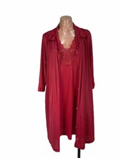 Vintage Vanity Fair Nightgown Robe Peignoir Set Size Medium Red Nylon Lace