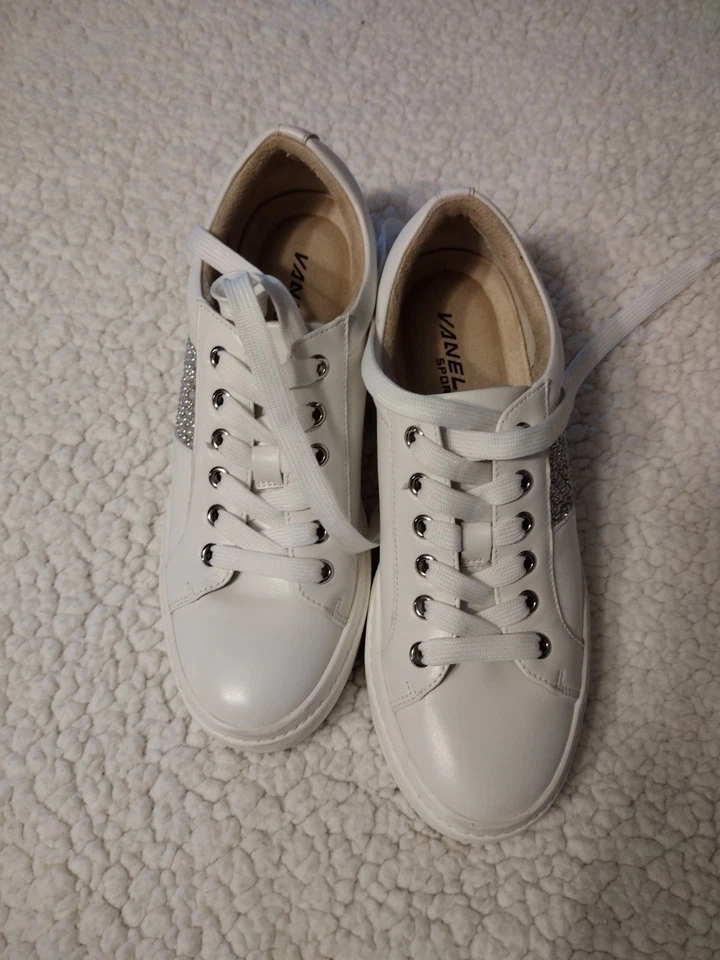 Zapatos Tenis Vaneli Sport Para Mujer Talla 7 Cuero Blanco Hechos en Italia Perla/Blanco Foto 4 de 4