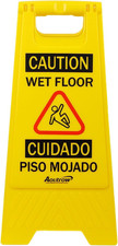 Caution Wet Floor Sign, Bilingual Foldable Safety Sign 0.94in, yellow 1pack