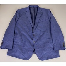 Stafford Blazer Men's 54 Regular Blue Houndstooth Classic Fit Travel Sport Coat