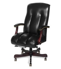 Handcrafted Ebony Leather Office Chair-USA Made