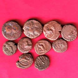 JUEGO DE 10 MONEDAS: MONEDA DE COBRE RARA INDIA ANTIGUA #KE29