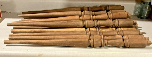 Lot of 16 Antique Walnut Balusters Spindle Turned Wood -