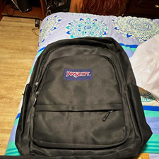 JanSport Black Solid Backpack Zip Closure Fro...