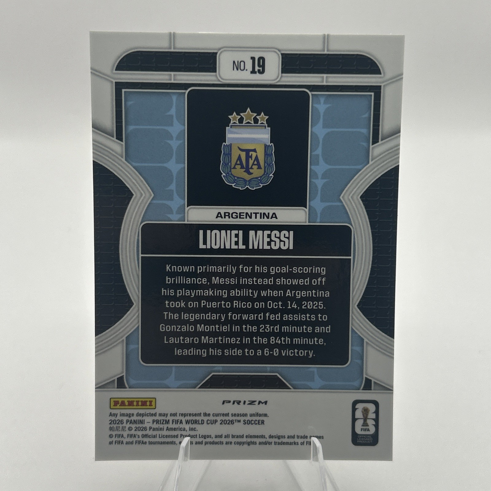 2026 Panini Prizm FIFA World Cup Lionel Messi Phenomenon #19 Argentina 🐐 view 2