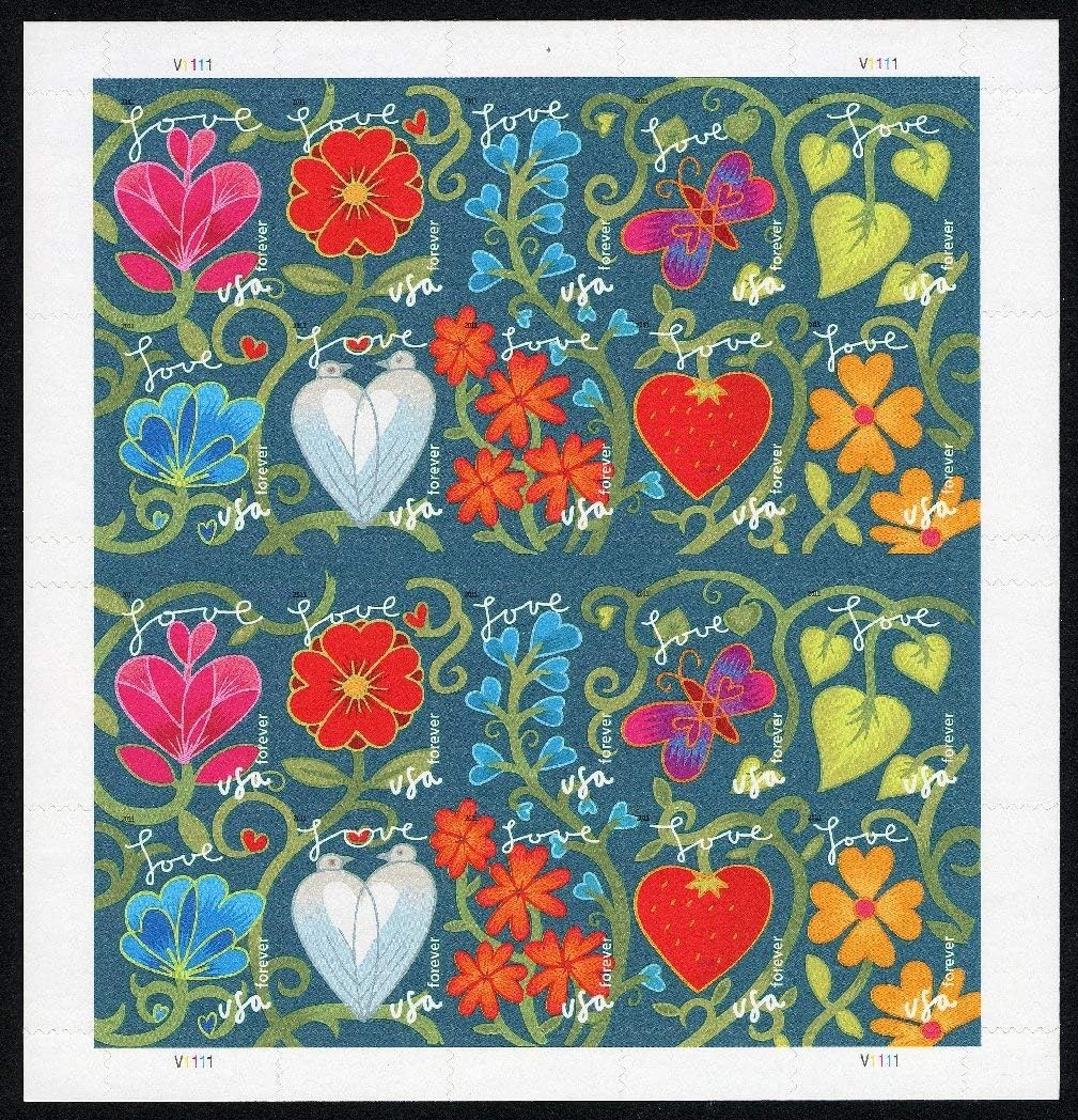 USPS 5 Booklets 100 Forever Stamps, Garden of Love Floral MNH Self Stick USPS We