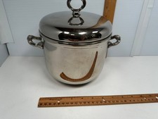 Silver Plated Insulated Ice Bucket with Lid and Handles Hong Kong Vintage