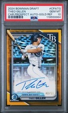 2024 BOWMAN DRAFT CHROME PRSPCT AUTOS GOLD REFRACTOR THEO GILLEN 40/50 PSA 10