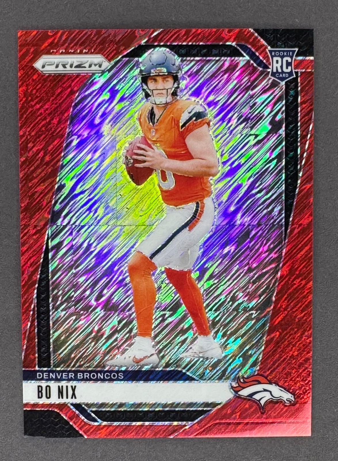 Bo Nix 2024 Panini Prizm #309 Red Shimmer /35 Broncos
