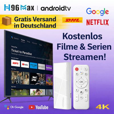 H96Max 4K Ultra HD Mediaplayer 2/16 GB Andriod 14 Smart TV Stick, BT5.4, Wifi 6
