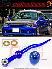 For 1988-2000 Honda Civic Blue Dual Bend Short Throw Shifter Shift Knob Combo For 1988-2000 Honda Civic Blue Dual Bend Short Throw Shifter Shift Knob Combo