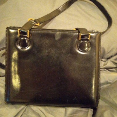 GIANNI VERSACE Sunburst Charm Shoulder Bag Leather Black From