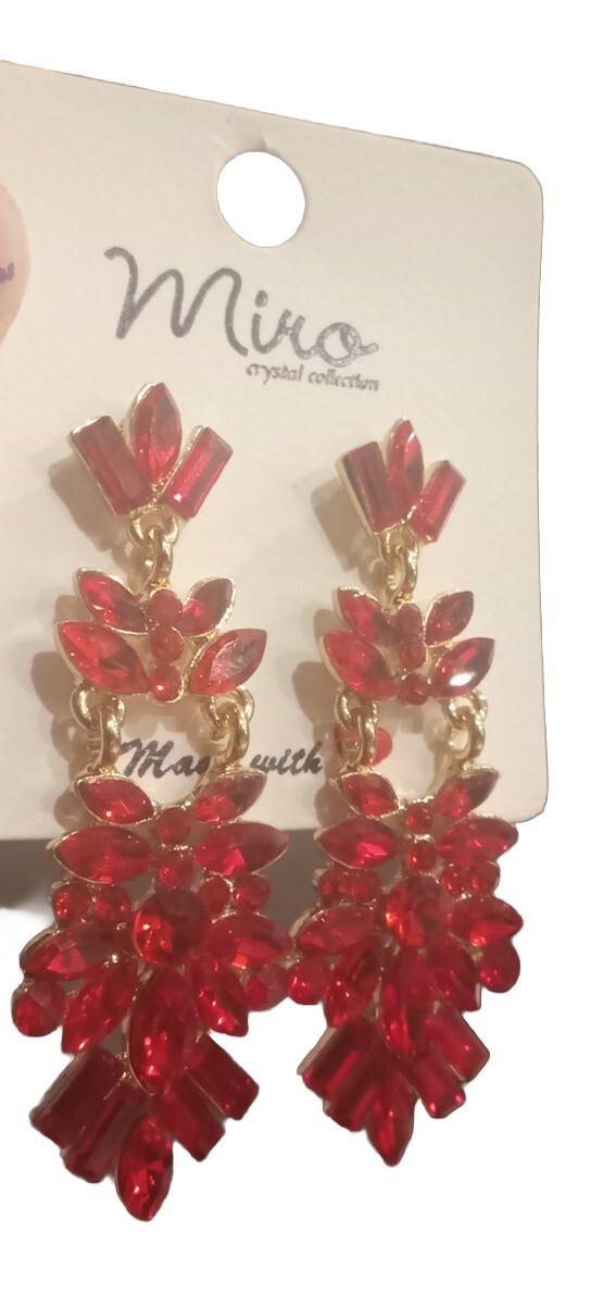 Miro Crystal Collection Red Dangle Earrings Stunning