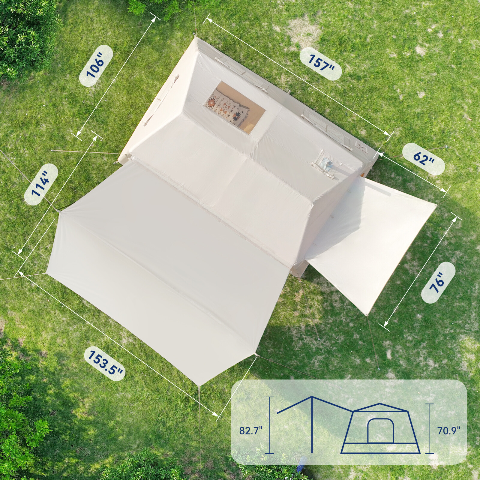 Lilypelle 8 Person Inflatable Tents for Camping Blow Up Tent w/ Pump Stove Jack