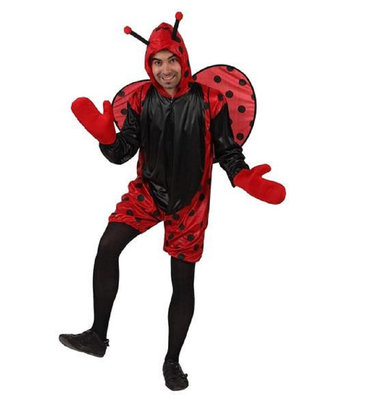 Costume coccinella uomo donna adulto vestito animale rosso nero carnevale 