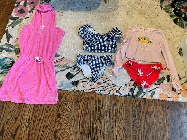 5 GIRLS SWIM SUITS COVER UP GAP OLD NAVY LARGE 10/12