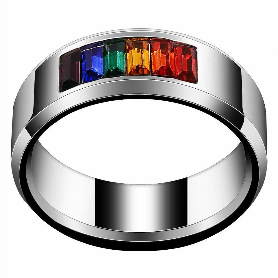 Titan Edelstahl Amethyst Peridot Granat Citrin Saphir Ringgröße 8 #R00254 - Bild 2 von 4