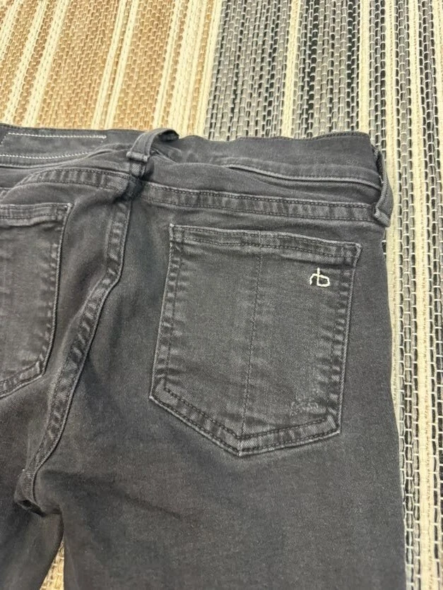 Rag & Bone Womens Legging Denim Jeans Stretch Distressed Raw Black Wash 25 - Image 3 of 4