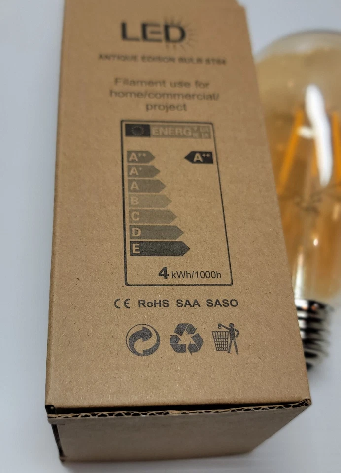 LED Filament Edison Light Bulbs Vintage Retro Dimmable Globe Lighting - Image 2 of 4