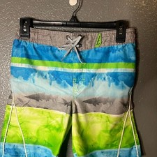 OP Boys' Shark Print Swim Trunks - Size Medium