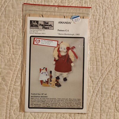 1983 Vtg ''Amanda'' Large 20'' Stuffed Doll Sewing Pattern By That Patchwork Place