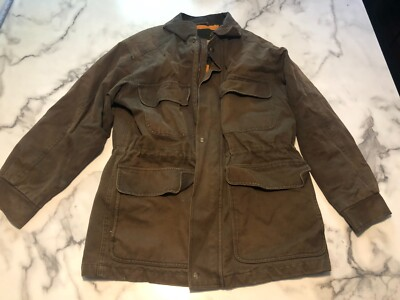 #ad Heavy Duty Canvas Timberland Jacket Coat Sz S with Zip In Detachable Vest Brown $19.99