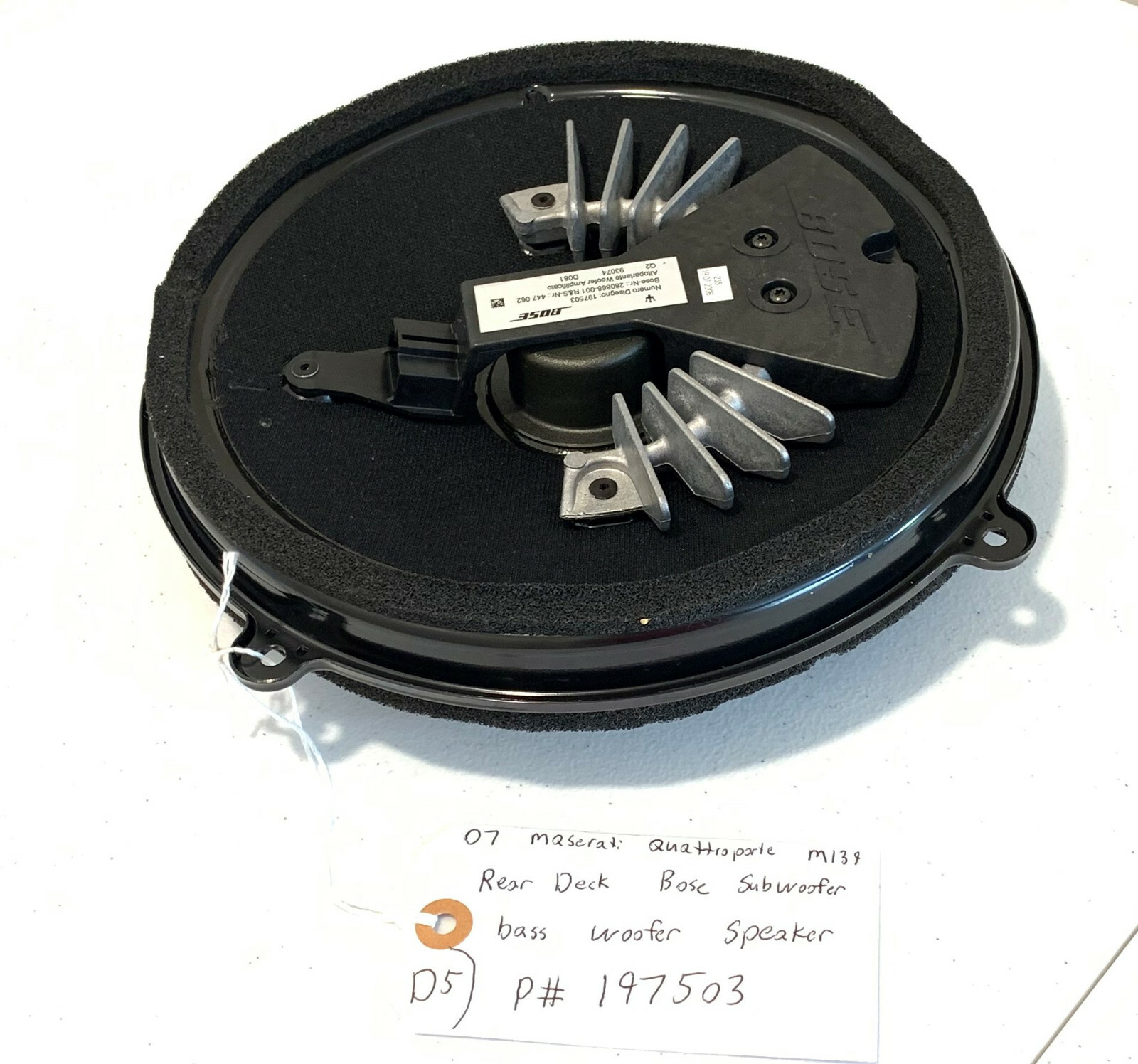 07 MASERATI QUATTROPORTE M139 REAR BOSE SUB WOOFER AUDIO SPEAKER 197503