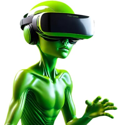 V.R Playing Aliens, Virtual Reality Aliens Wandkunst Größe A3