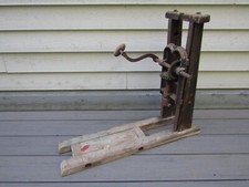 Beautiful ANTIQUE Vintage Old Drill Press Beam Post Auger Boring Machine Tool