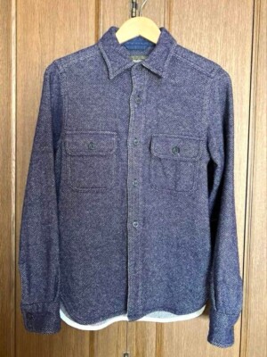 Nigel Cabourn 100% Wool CPO Jacket Shirt Tops Men 44 Long Sleeve Navy Indigo