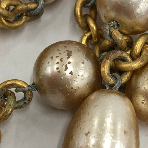 Auth Vintage Celine Faux Pearls Long Necklace Chain Belt Goldtone 90cm/35.4" in - Picture 24 of 24