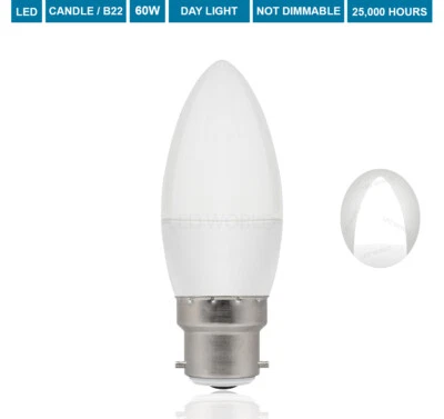 BEST 60W B22 LED Candle Light Bulbs 8W Bayonet Natural Daylight White Not Dimmable