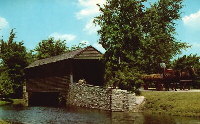 Postcard MI Dearborn Greenfield Village Covered Bridge Vintage PC b1327