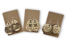 3x Pairs wholesale bundle wooden laser cut mystical nautical wood earrings NEW