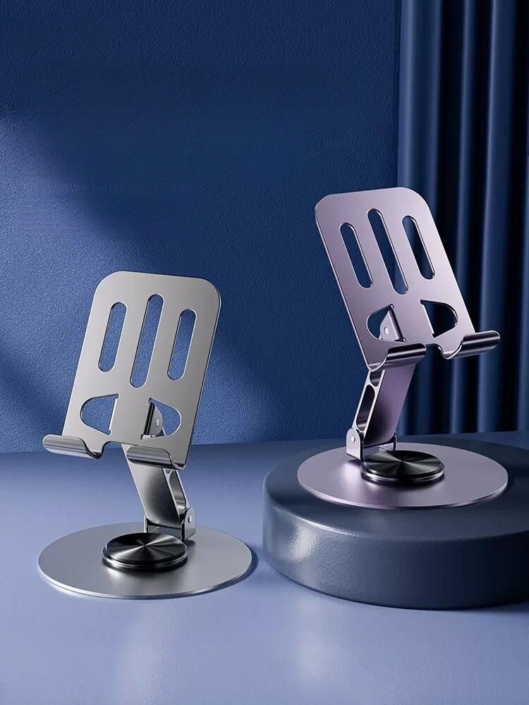 360° Rotating Metal Phone Stand Desk Holder for Smartphones with Stable Base  