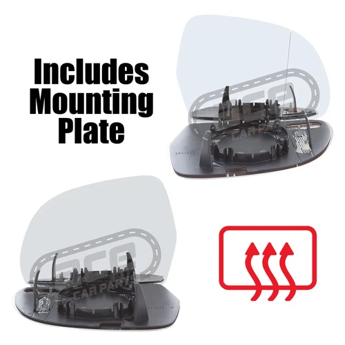 Audi A6 C6 4F 2008-2010 Wing Door Mirror Glass Heated Aspherical & Convex 1 Pair