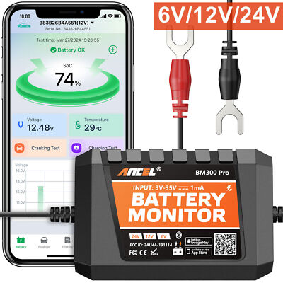 ANCEL BM300 PRO Car Battery Monitor   Battery Tester 12V 24V 6V Voltage Test 