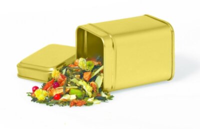 Gold Star Dose eckig, 25g mattgolden - Teedose - Kaffeedose - Aufbewahrung -