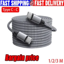 USB-C to USB-C Cable Fast Charger TypeC PD Nylon Cord For Phone 15 16 Samsung