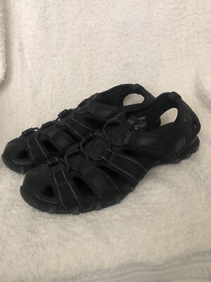 ② Skechers Selmo Sports Sandals Men's Size 6 Black Leather Memory
