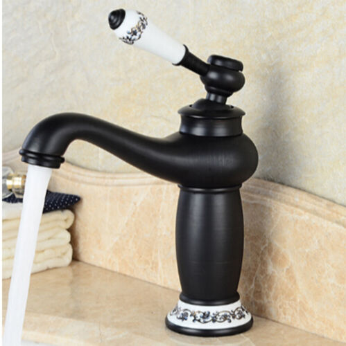 Bathroom Sink Faucet Black Single Handle Brass  Swivel Spout Basin Mixer Taps - Picture 1 of 8