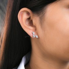 Diamond Stud Earrings 10k White Gold 2.27ct Multi Shape Brilliant Cut Earrings