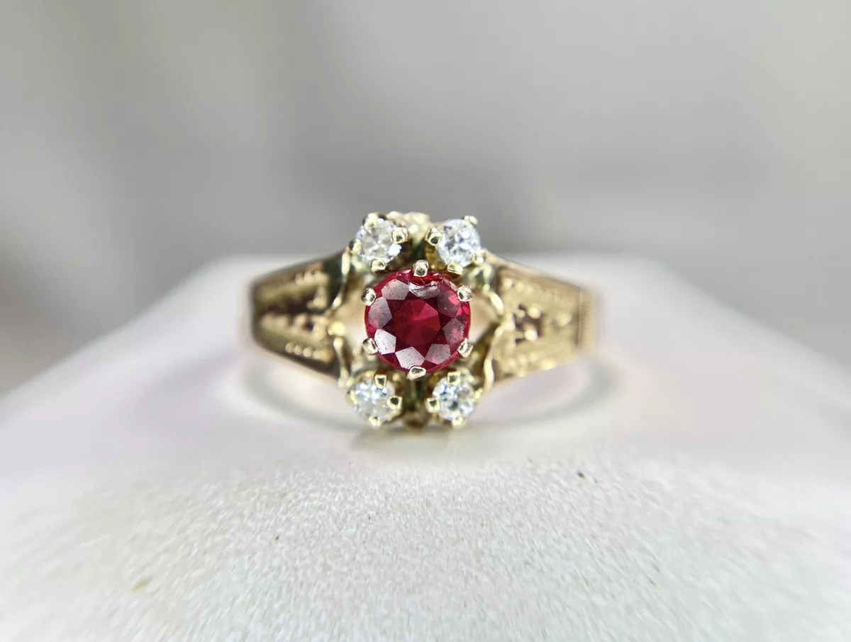 Victorian Two Tone Old European Cut Diamond Ring With Heart Motif – Vintage Diamond  Ring