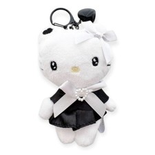Sanrio Hello Kitty Doll Black Ribbon Plush Keychain Keyring 8cm 3.15 inch 