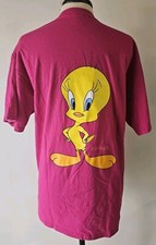 Vintage 1993 Tweety Bird Shirt Size L Embroidered Back Big Face 90s Looney Tunes